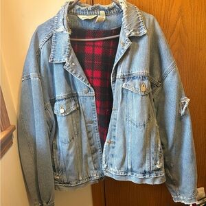 Vintage Thrashed Grunge Eddie Bauer Men's Sz XXL Lined Denim Trucker jacket